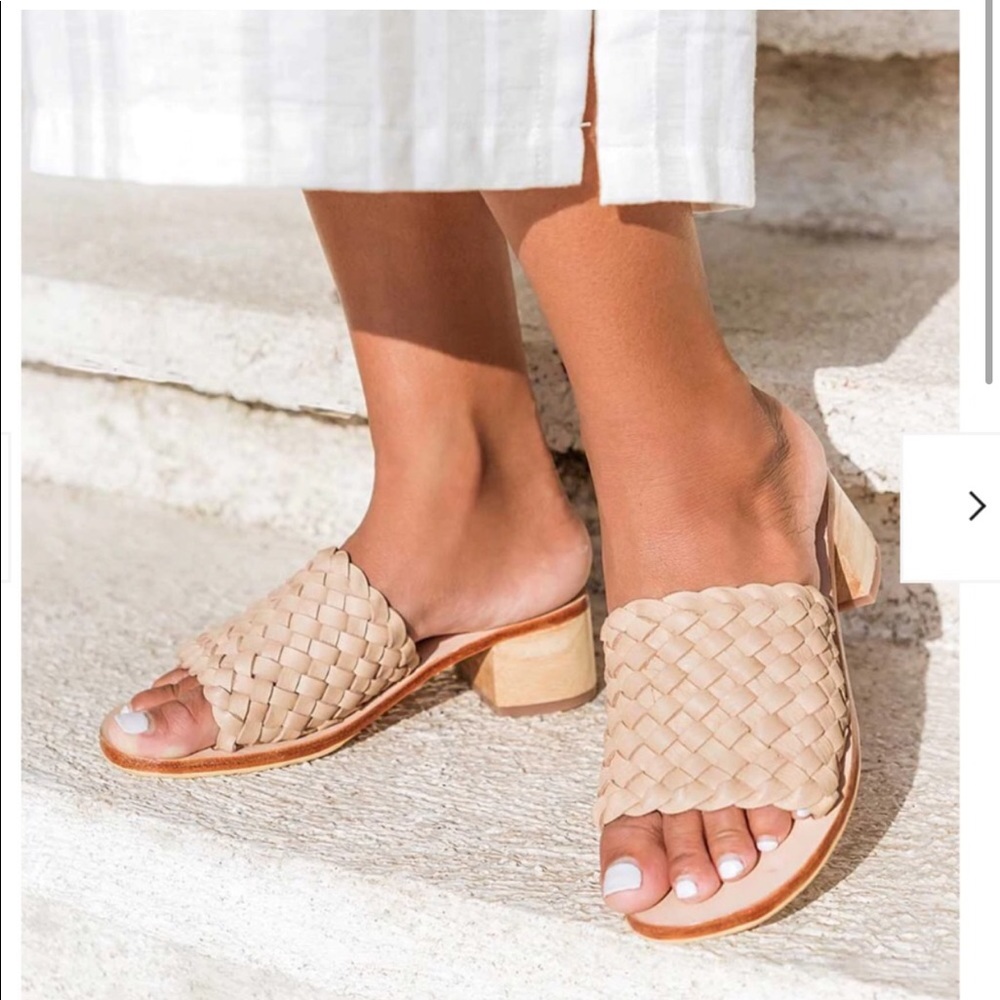 Liberte Santorini Woven Leather Mules Cream